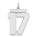 Sterling Silver/Rhodium-plated Polished Number 17 Charm, 24 x 20 mm