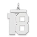 Sterling Silver/Rhodium-plated Polished Number 18 Charm, 24 x 20 mm