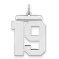 Sterling Silver/Rhodium-plated Polished Number 19 Charm, 24 x 20 mm