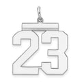 Sterling Silver/Rhodium-plated Polished Number 23 Charm, 24 x 20 mm