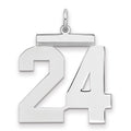 Sterling Silver/Rhodium-plated Polished Number 24 Charm, 24 x 20 mm