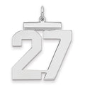 Sterling Silver/Rhodium-plated Polished Number 27 Charm, 24 x 20 mm