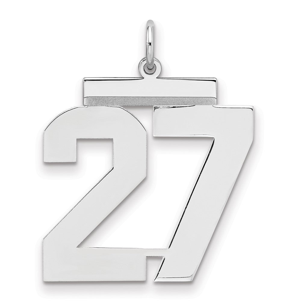 Sterling Silver/Rhodium-plated Polished Number 27 Charm, 24 x 20 mm