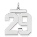 Sterling Silver/Rhodium-plated Polished Number 29 Charm, 24 x 20 mm