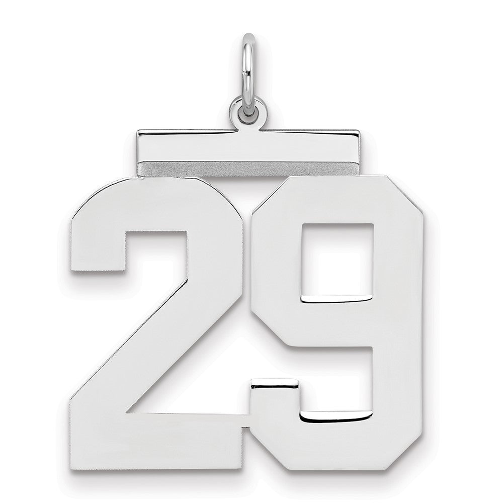 Sterling Silver/Rhodium-plated Polished Number 29 Charm, 24 x 20 mm