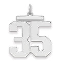 Sterling Silver/Rhodium-plated Polished Number 35 Charm, 24 x 20 mm