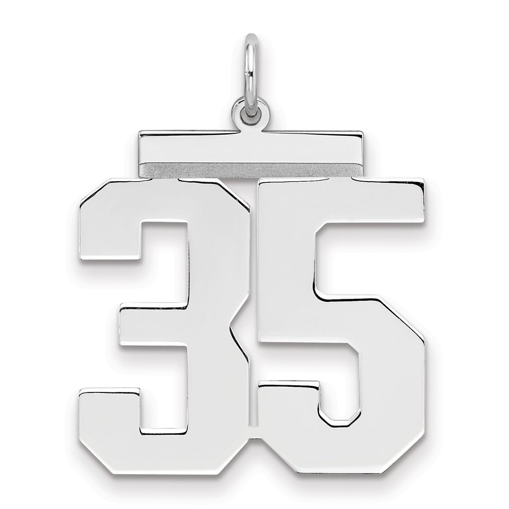 Sterling Silver/Rhodium-plated Polished Number 35 Charm, 24 x 20 mm