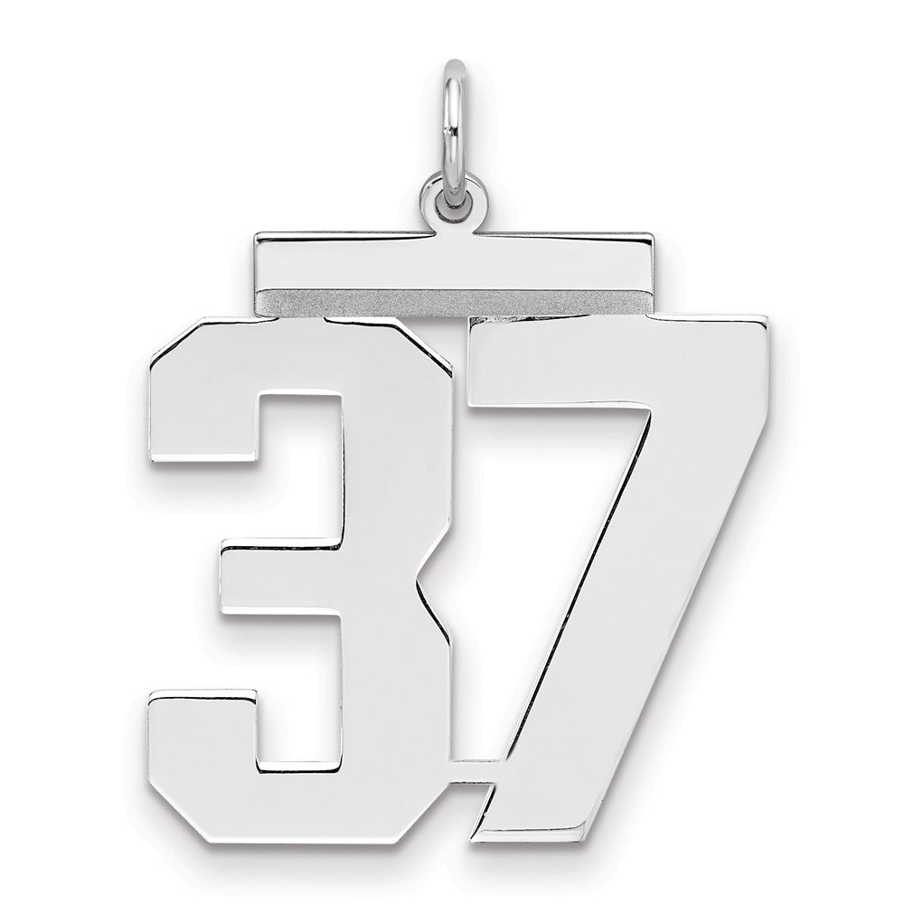 Sterling Silver/Rhodium-plated Polished Number 37 Charm, 24 x 20 mm