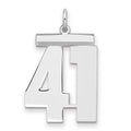 Sterling Silver/Rhodium-plated Polished Number 41 Charm, 24 x 20 mm