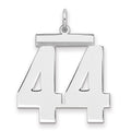 Sterling Silver/Rhodium-plated Polished Number 44 Charm, 24 x 20 mm