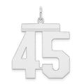 Sterling Silver/Rhodium-plated Polished Number 45 Charm, 24 x 20 mm