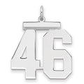 Sterling Silver/Rhodium-plated Polished Number 46 Charm, 24 x 20 mm