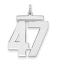 Sterling Silver/Rhodium-plated Polished Number 47 Charm, 24 x 20 mm