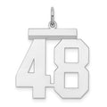 Sterling Silver/Rhodium-plated Polished Number 48 Charm, 24 x 20 mm