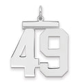 Sterling Silver/Rhodium-plated Polished Number 49 Charm, 24 x 20 mm
