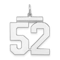 Sterling Silver/Rhodium-plated Polished Number 52 Charm, 24 x 20 mm