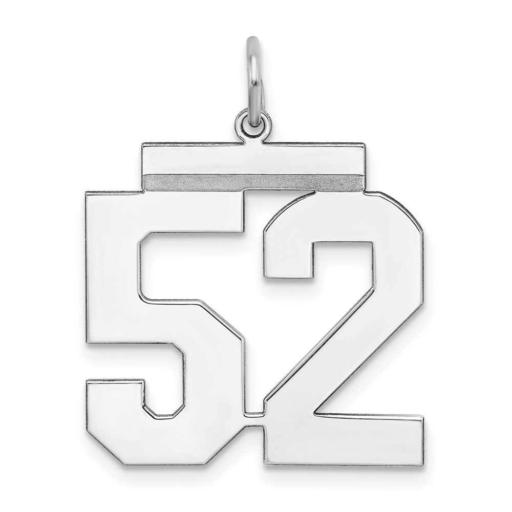 Sterling Silver/Rhodium-plated Polished Number 52 Charm, 24 x 20 mm