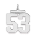 Sterling Silver/Rhodium-plated Polished Number 53 Charm, 24 x 20 mm