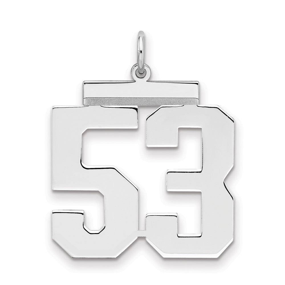Sterling Silver/Rhodium-plated Polished Number 53 Charm, 24 x 20 mm