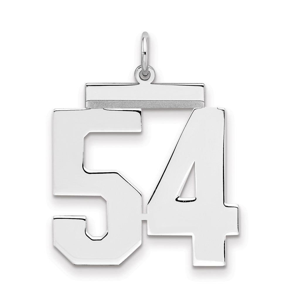 Sterling Silver/Rhodium-plated Polished Number 54 Charm, 24 x 20 mm