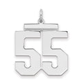 Sterling Silver/Rhodium-plated Polished Number 55 Charm, 24 x 20 mm
