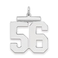 Sterling Silver/Rhodium-plated Polished Number 56 Charm, 24 x 20 mm