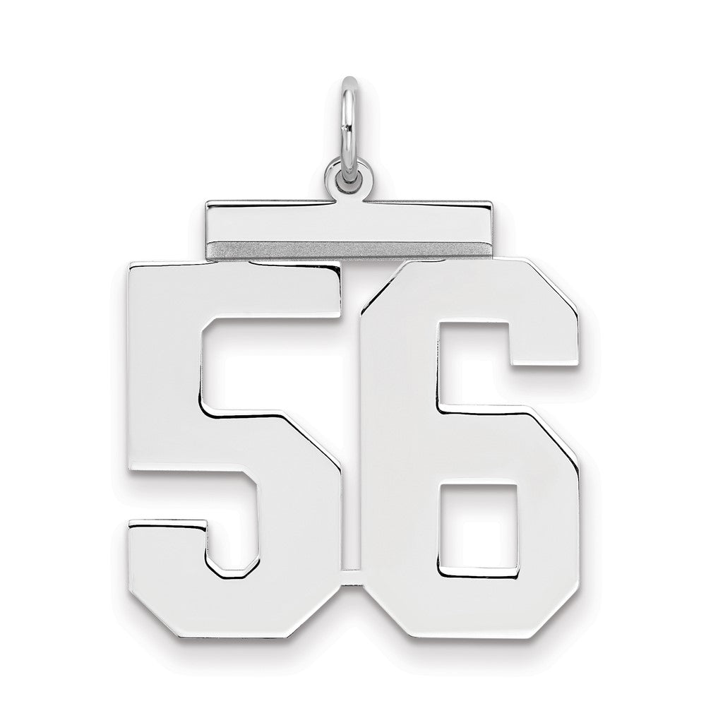 Sterling Silver/Rhodium-plated Polished Number 56 Charm, 24 x 20 mm