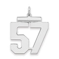 Sterling Silver/Rhodium-plated Polished Number 57 Charm, 24 x 20 mm