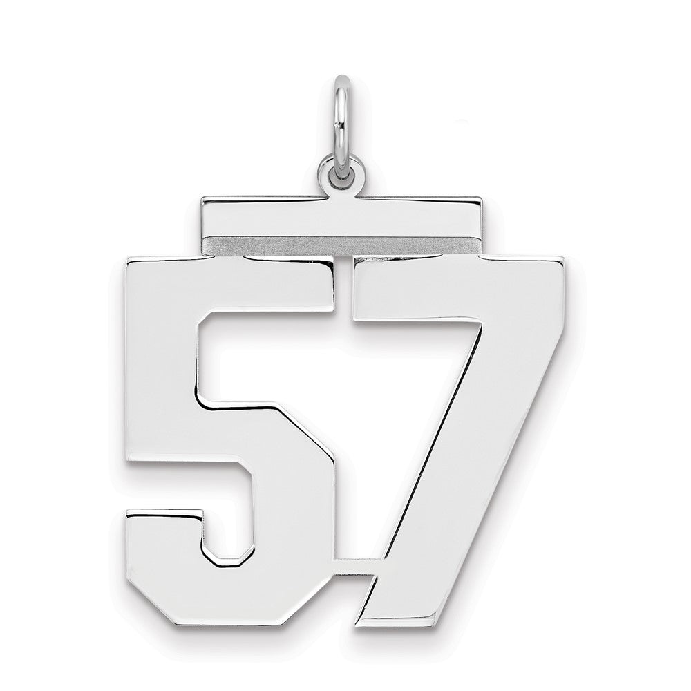 Sterling Silver/Rhodium-plated Polished Number 57 Charm, 24 x 20 mm