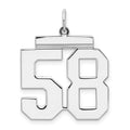 Sterling Silver/Rhodium-plated Polished Number 58 Charm, 24 x 20 mm