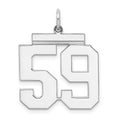Sterling Silver/Rhodium-plated Polished Number 59 Charm, 24 x 20 mm