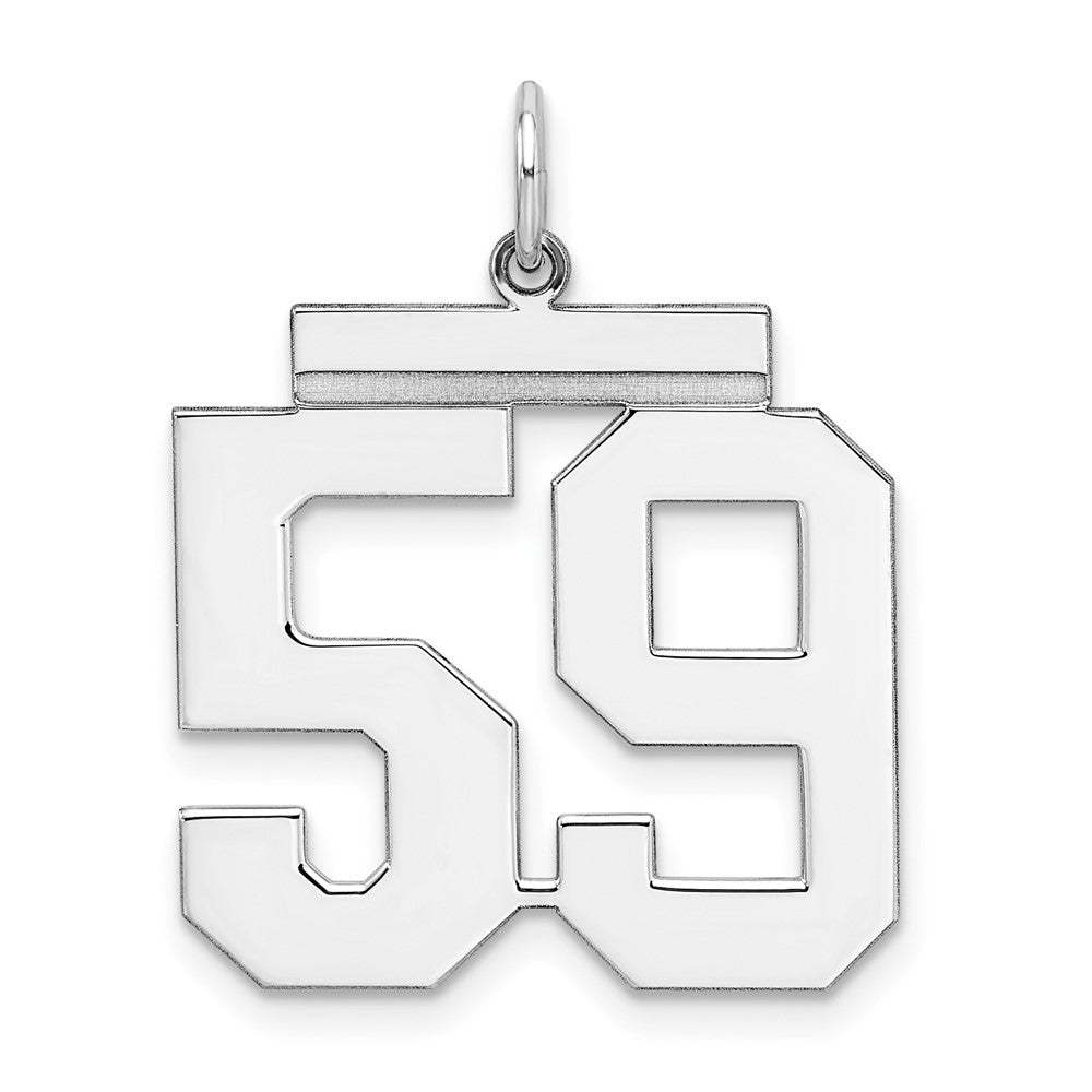 Sterling Silver/Rhodium-plated Polished Number 59 Charm, 24 x 20 mm
