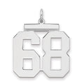 Sterling Silver/Rhodium-plated Polished Number 68 Charm, 24 x 20 mm