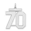 Sterling Silver/Rhodium-plated Polished Number 70 Charm, 24 x 20 mm