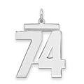Sterling Silver/Rhodium-plated Polished Number 74 Charm, 24 x 20 mm