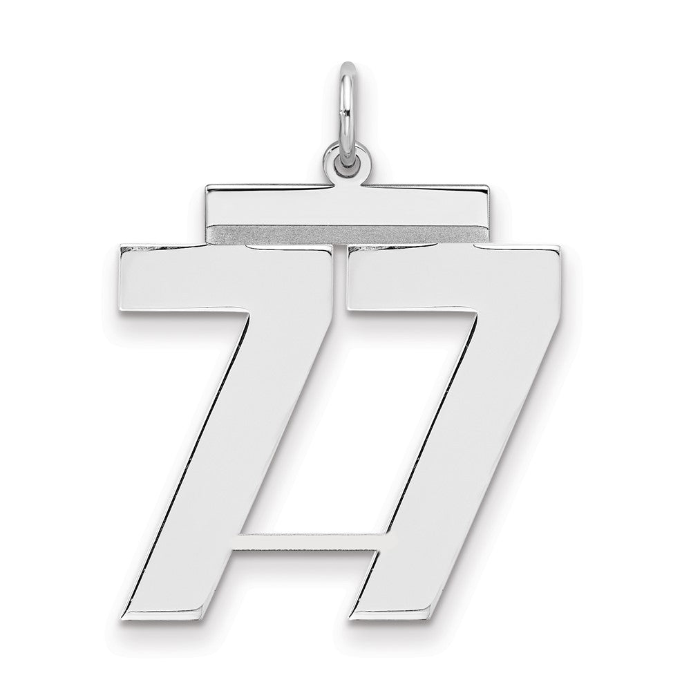 Sterling Silver/Rhodium-plated Polished Number 77 Charm, 24 x 20 mm