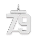 Sterling Silver/Rhodium-plated Polished Number 79 Charm, 24 x 20 mm