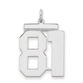 Sterling Silver/Rhodium-plated Polished Number 81 Charm, 24 x 20 mm