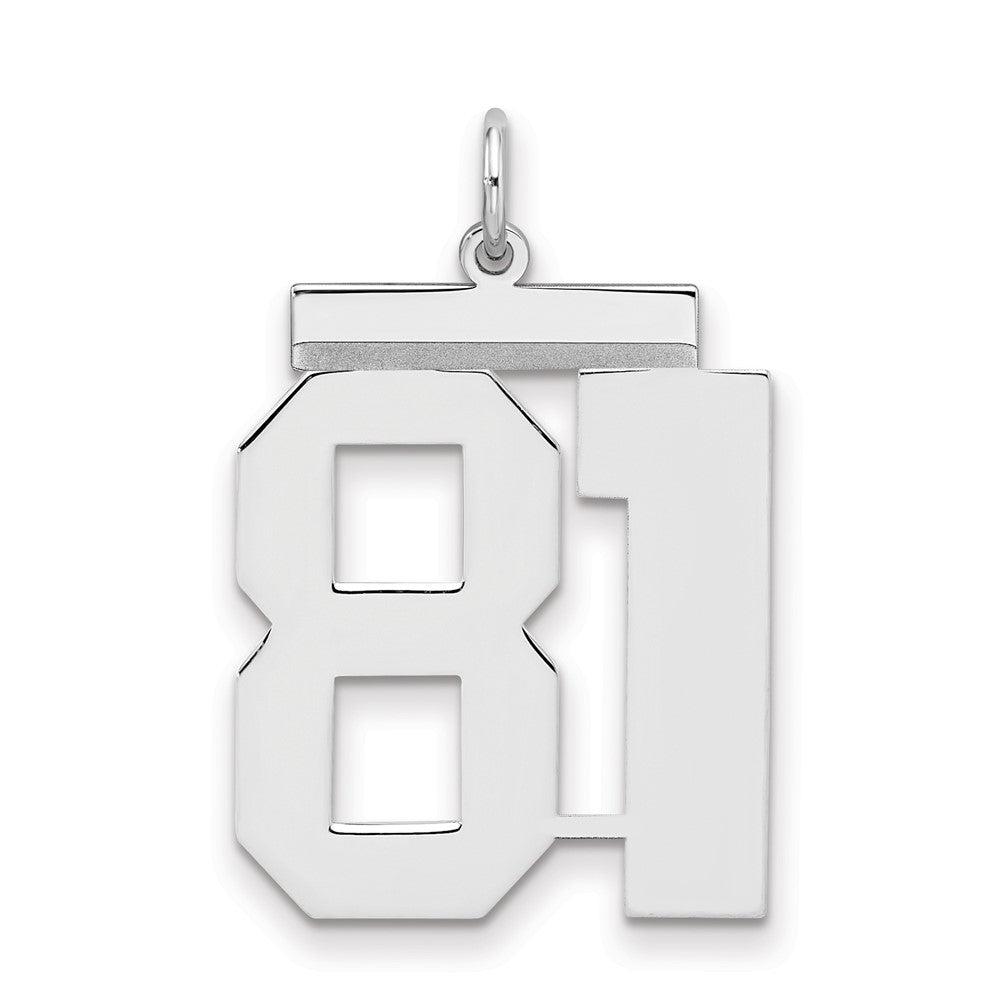 Sterling Silver/Rhodium-plated Polished Number 81 Charm, 24 x 20 mm