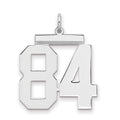 Sterling Silver/Rhodium-plated Polished Number 84 Charm, 24 x 20 mm