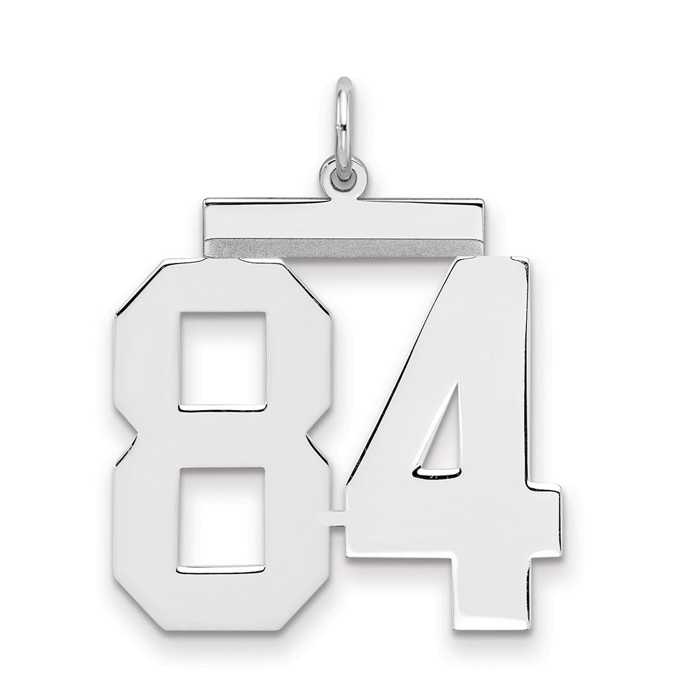 Sterling Silver/Rhodium-plated Polished Number 84 Charm, 24 x 20 mm