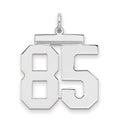 Sterling Silver/Rhodium-plated Polished Number 85 Charm, 24 x 20 mm