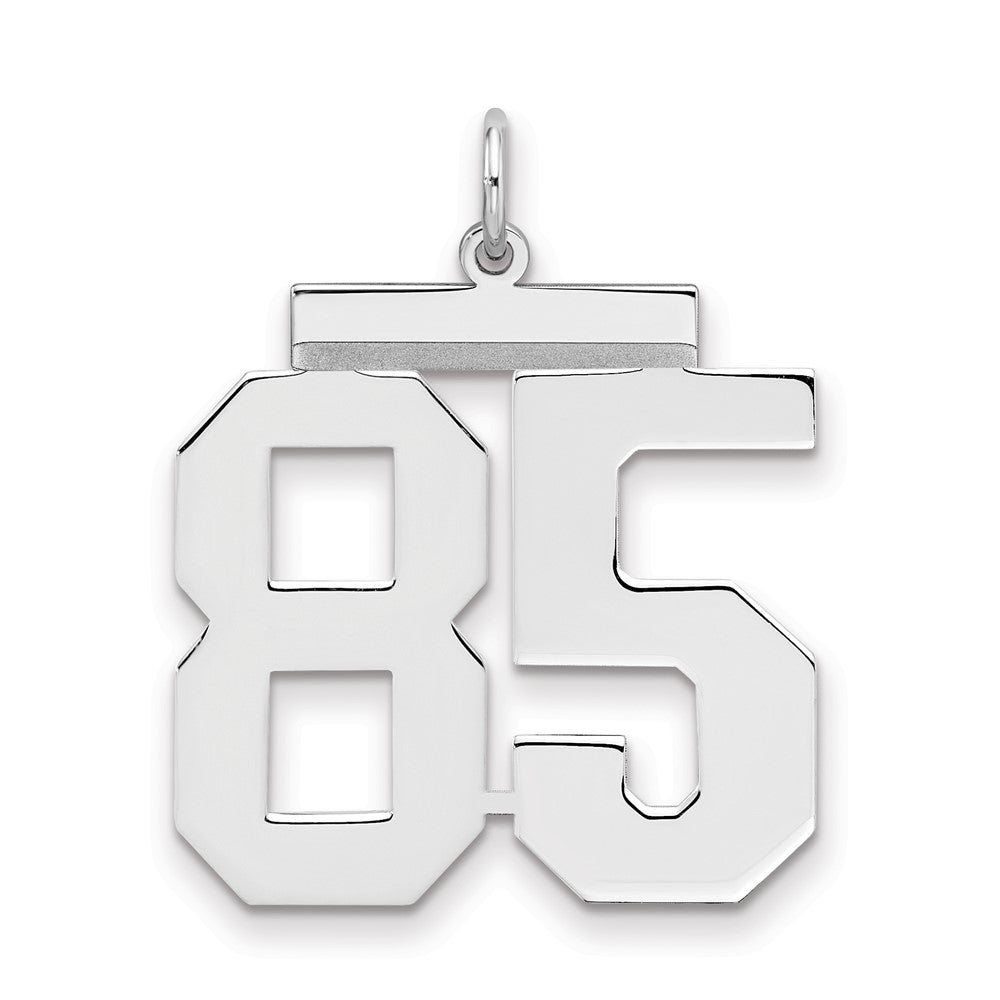 Sterling Silver/Rhodium-plated Polished Number 85 Charm, 24 x 20 mm