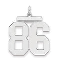 Sterling Silver/Rhodium-plated Polished Number 86 Charm, 24 x 20 mm