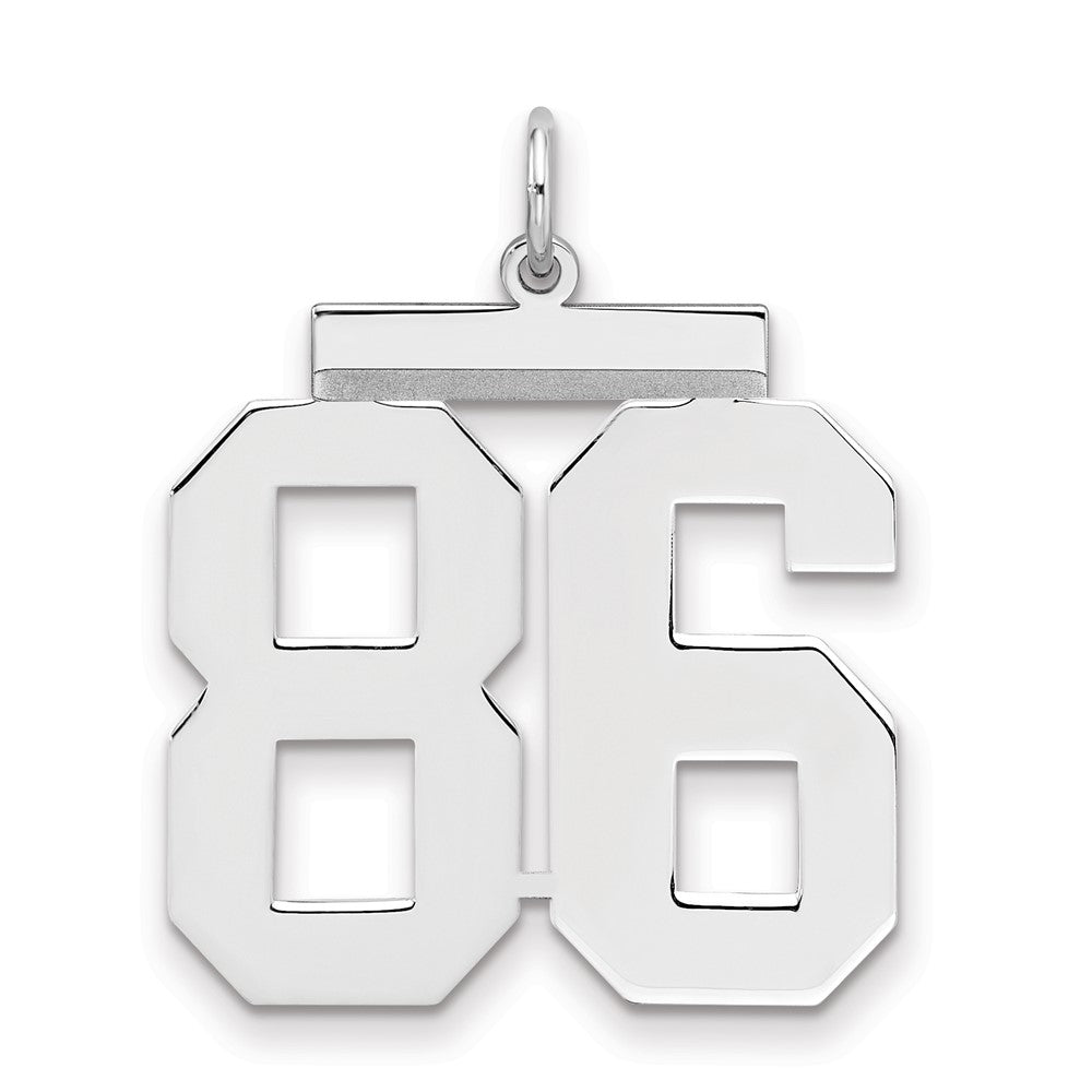 Sterling Silver/Rhodium-plated Polished Number 86 Charm, 24 x 20 mm