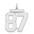 Sterling Silver/Rhodium-plated Polished Number 87 Charm, 24 x 20 mm