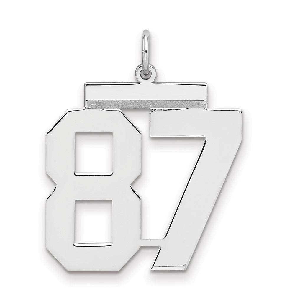 Sterling Silver/Rhodium-plated Polished Number 87 Charm, 24 x 20 mm
