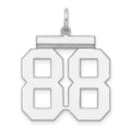 Sterling Silver/Rhodium-plated Polished Number 88 Charm, 24 x 20 mm
