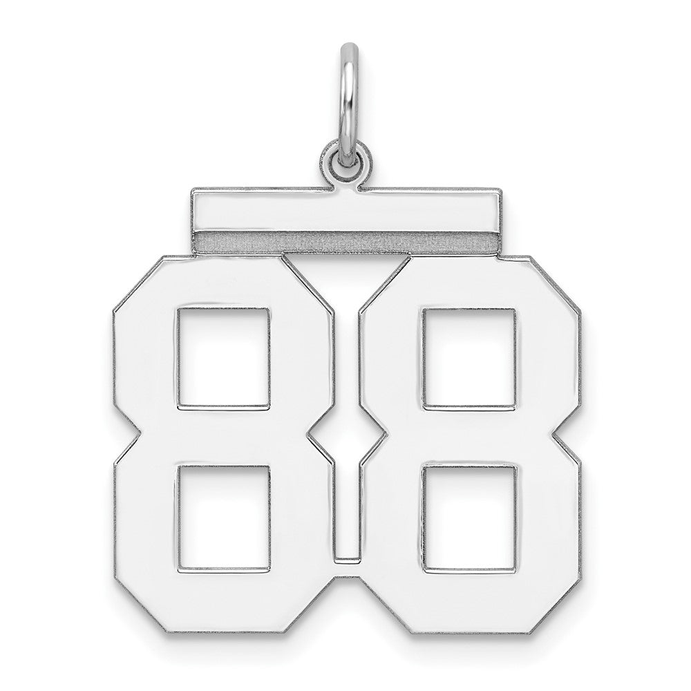 Sterling Silver/Rhodium-plated Polished Number 88 Charm, 24 x 20 mm