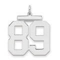 Sterling Silver/Rhodium-plated Polished Number 89 Charm, 24 x 20 mm
